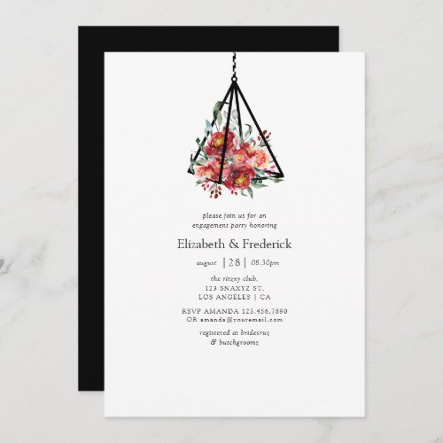 Boho Geometric Terrarium Floral Engagement Party Invitation