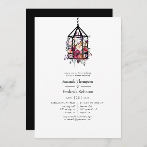 Boho Geometric Terrarium Floral Rehearsal Dinner Invitation