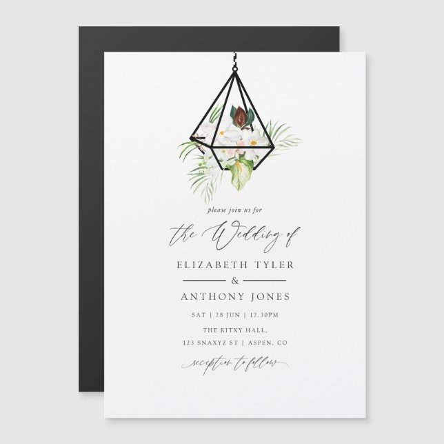 Boho Geometric Terrarium Floral Wedding Magnetic Invitation (Front/Back)