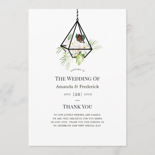 Boho Geometric Terrarium Floral Wedding Program