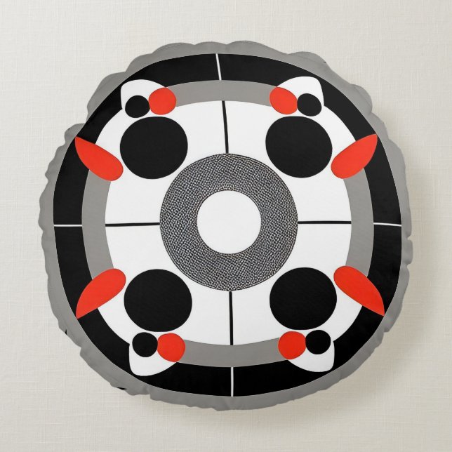 Boho Geometric Vibrant Multicolor Symmetric Round Pillow (Front)