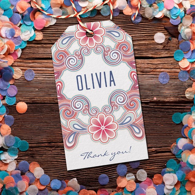 Boho gift tag with flowers and swirls (Creator Uploaded)