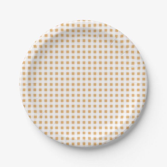 Boho Gingham Pattern  Paper Plates (Front)
