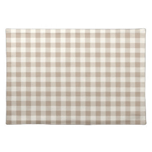 Boho Gingham Pattern Plaid Checkered Neutral Cloth Placemat