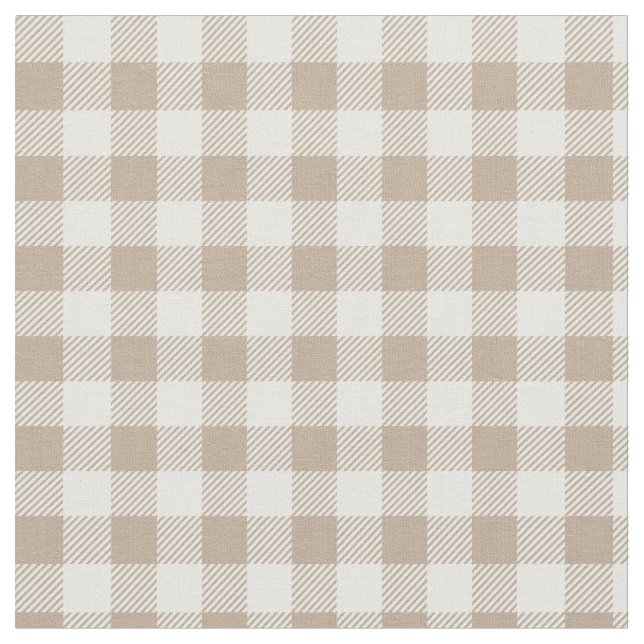 Boho Gingham Pattern Plaid Checkered Neutral Fabric (Close Up)