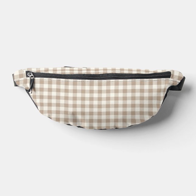 Boho Gingham Pattern Plaid Checkered Neutral Fanny Pack (Lay Down)