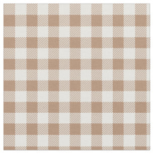 Boho Gingham Pattern Plaid Checkered Tan Brown Fabric