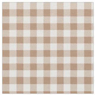 Boho Gingham Pattern Plaid Checkered Tan Brown Fabric