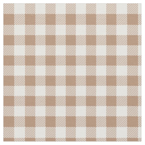 Boho Gingham Pattern Plaid Checkered Tan Brown Fabric