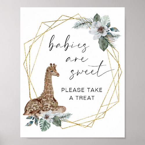 Boho Giraffe Babies Are Sweet Take A Treat Sign