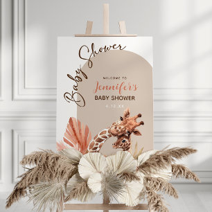 Boho Giraffe Baby Shower Foam Board Welcome Sign