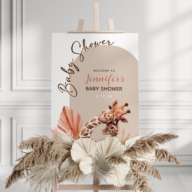 Boho Giraffe Baby Shower Foam Board Welcome Sign (Creator Uploaded)