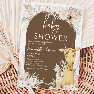 Boho Giraffe Baby Shower Invitation