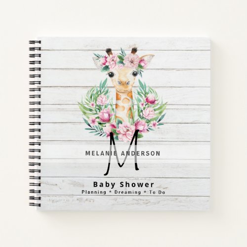 Boho GIRAFFE Baby Shower Planner Notebook Journal