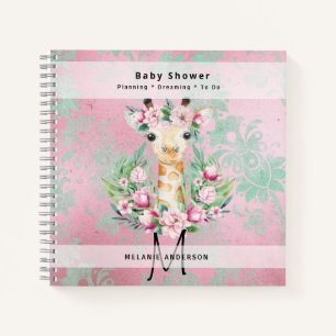 Boho GIRAFFE Baby Shower Planner Notebook Journal