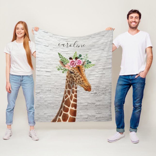 Boho Giraffe Bricks Fleece Blanket (In Situ)