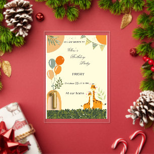 Boho Giraffe First Birthday Invitation