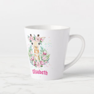 Boho Giraffe Flowers Named Girls, Teens Gifts Latte Mug
