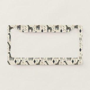 Boho Giraffe Tribal Pattern License Plate Frame