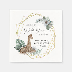 Boho Giraffe Watercolor Baby Shower Napkins