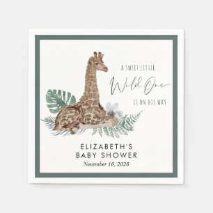 Boho Giraffe Watercolor Baby Shower Napkins