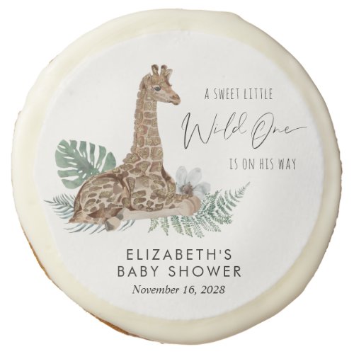 Boho Giraffe Watercolor Baby Shower Sugar Cookie
