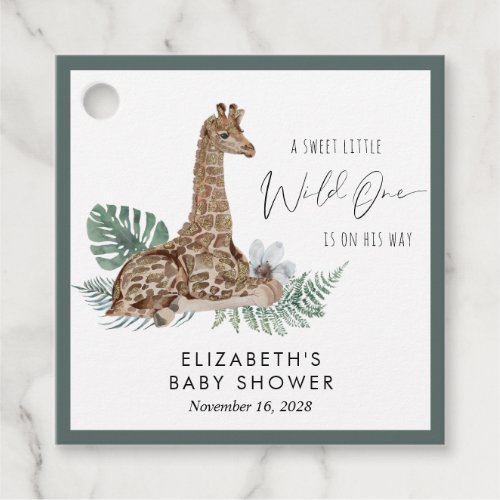 Boho Giraffe Watercolor Baby Shower Thank You Favor Tags