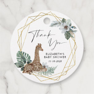 Boho Giraffe Watercolor Baby Shower Thank You Favor Tags