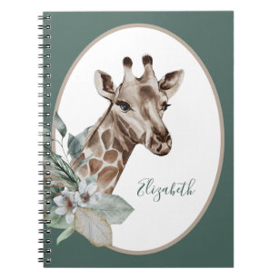 Boho Giraffe Watercolor Monogram Notebook