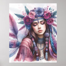 Boho Girl AI Art Bohemian Fashion