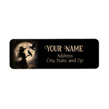 Boho Girl and Ravens Moon Mystical Return Address