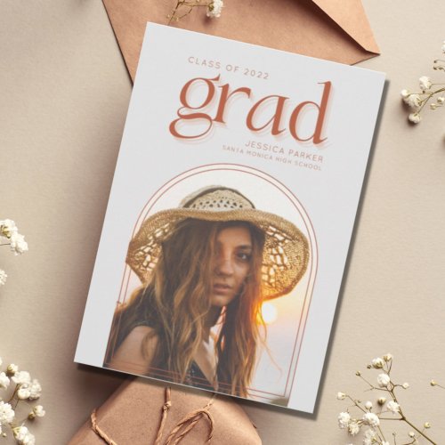 Boho Girl Arch Photo High School Graduation Announcement