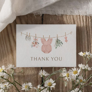 Boho Girl Baby Clothes Baby Shower Letterpress Thank You Card