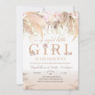  Boho Girl Baby Shower Invitation