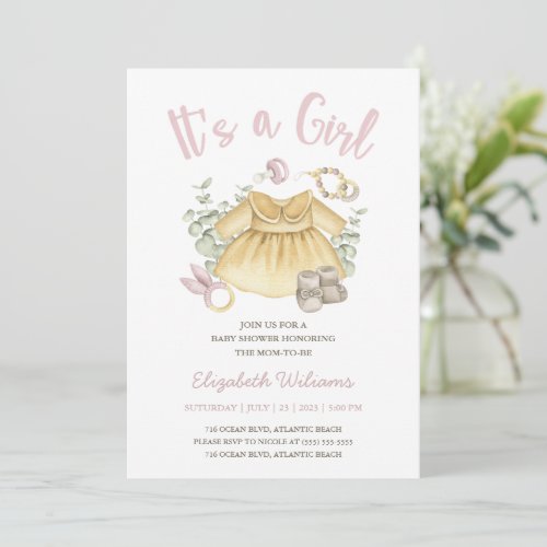 Boho Girl Baby Shower Toys Invitation Card