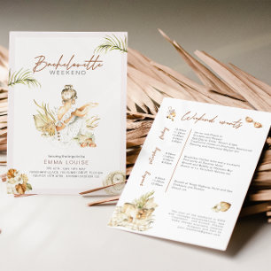 Boho Girl Beach Pampas Grass Bachelorette Invitation