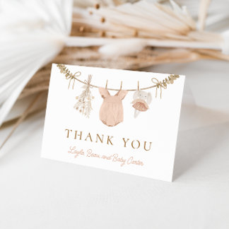 Boho Girl Clothesline Baby Shower Thank You Card