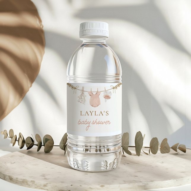 Boho Girl Clothesline Baby Shower Water Label (Creator Uploaded)