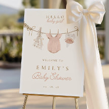 Boho Girl Clothesline Baby Shower Welcome Sign