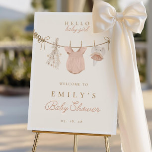 Boho Girl Clothesline Baby Shower Welcome Sign
