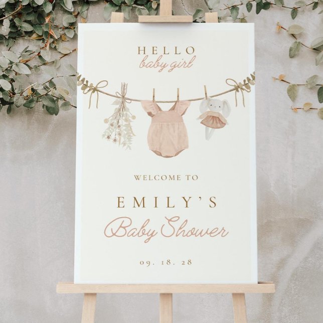 Boho Girl Clothesline Baby Shower Welcome Sign (Creator Uploaded)