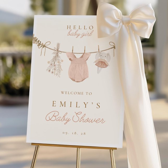 Boho Girl Clothesline Baby Shower Welcome Sign (Creator Uploaded)