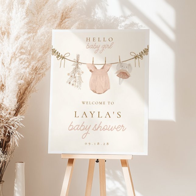Boho Girl Clothesline Baby Shower Welcome Sign (Creator Uploaded)