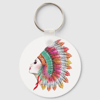 Boho Girl Keychain, Fashion Girl Keychain