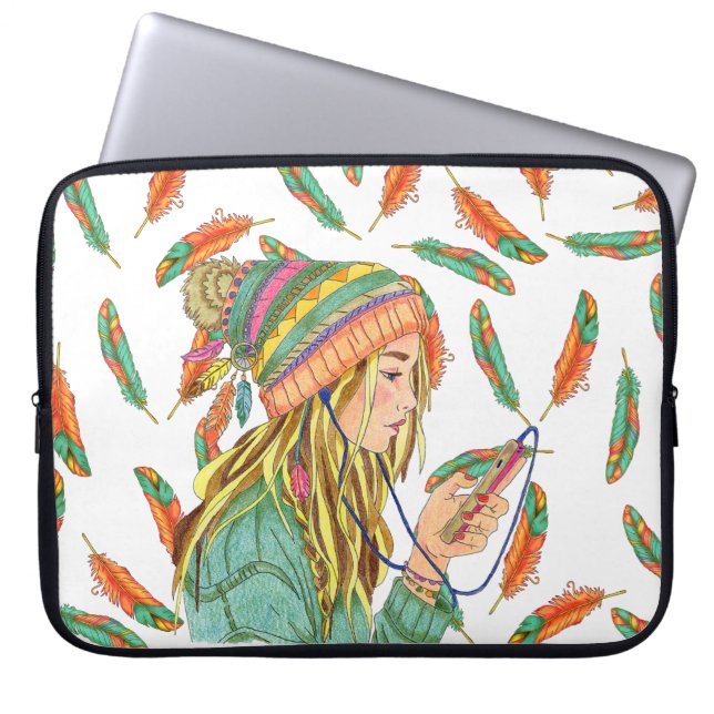 Boho Girl Laptop Sleeve (Front)