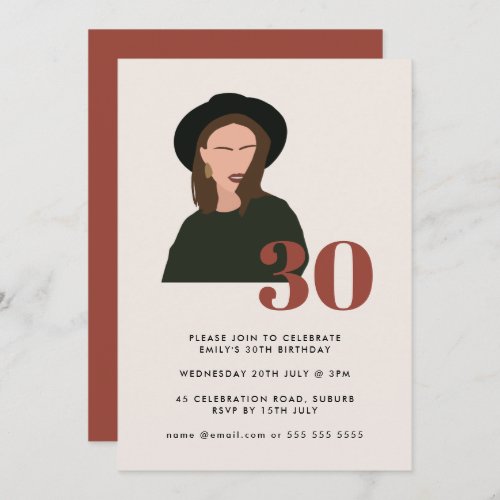 Boho Girl Mod Minimalist Terracotta 30th Birthday