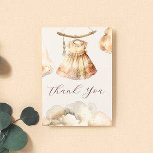Boho Girl Outfit Baby Shower Thank You Card