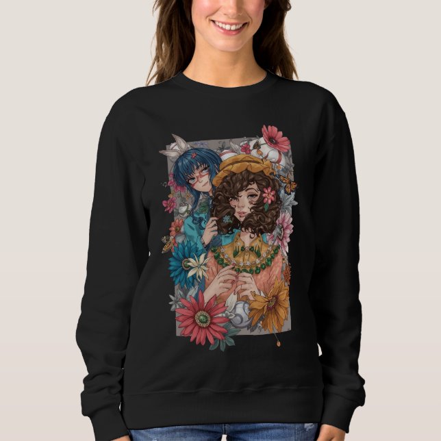 Boho Girl with Floral Sweatshirt (Front)
