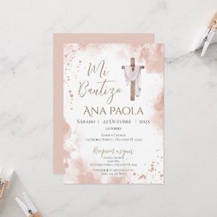 Boho girl's baptism  invitation
