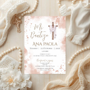 Boho girl's baptism  invitation